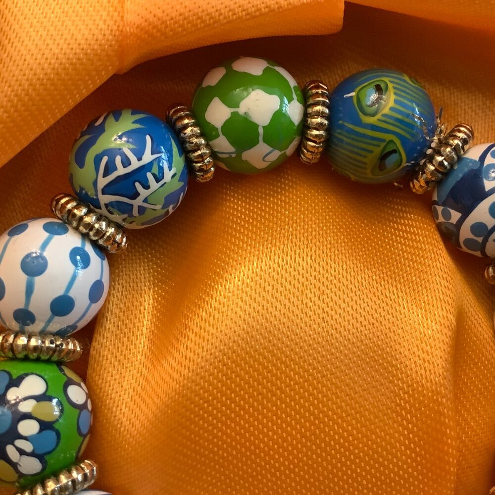 New with out tag Angela Moore hand painted green blue Bracelet $65